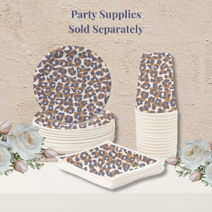 Leopard Print- Blau und Braun Pappteller