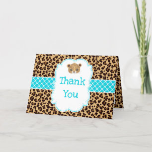 Leopard Print Blue Quatrefolie 'Danke' Dankeskarte