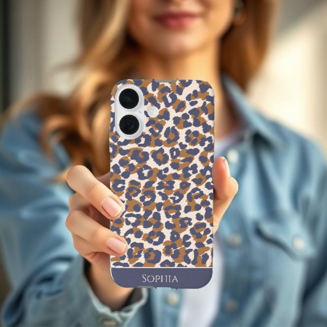 Leopard Print Blue und Brown- iPhone 16 Hülle (Leopard Print-Blue and Brown- Case-Mate iPhone Case )