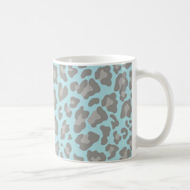 Leopard Print Blue und Grau Tasse (Rechts)