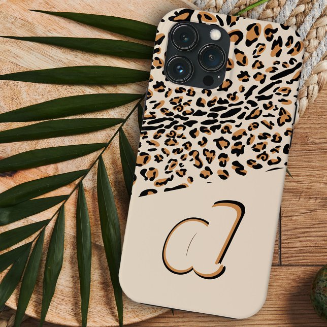 Leopard Print Bold Pop Initial Natural Case-Mate iPhone Hülle (Von Creator hochgeladen)