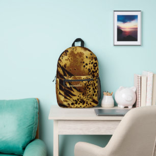 Leopard Print Bookbag - Trendy School & Travel Bag Bedruckter Rucksack
