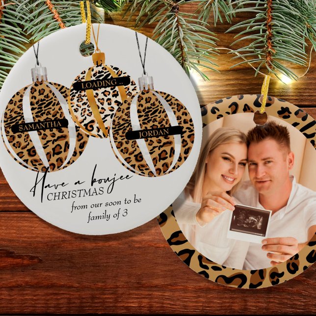 Leopard Print Boujee Weihnachtsschwangerschaft Fot Keramik Ornament (Von Creator hochgeladen)