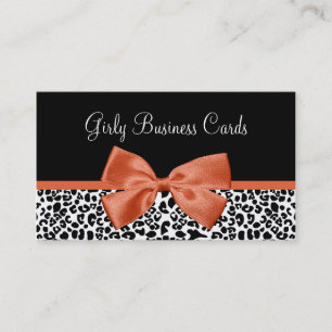Leopard Print Boutique Trendy Burnt Orange Ribbon Visitenkarte