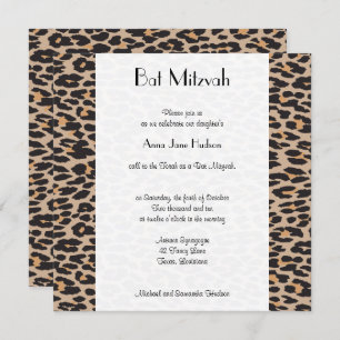 Leopard Print, Brown Leopard, Bat Mitzvah Einladung