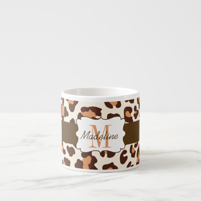 Leopard Print Brown Tan Cream Espresso Tasse (Vorderseite)