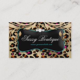 Leopard Print Business Card Beige Wirbel Schmuck B Visitenkarte