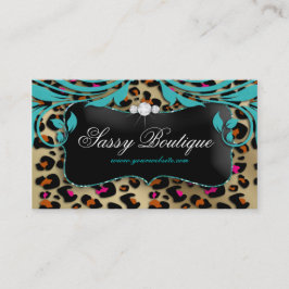 Leopard Print Business Card Blue Wirbel Schmuck Visitenkarte