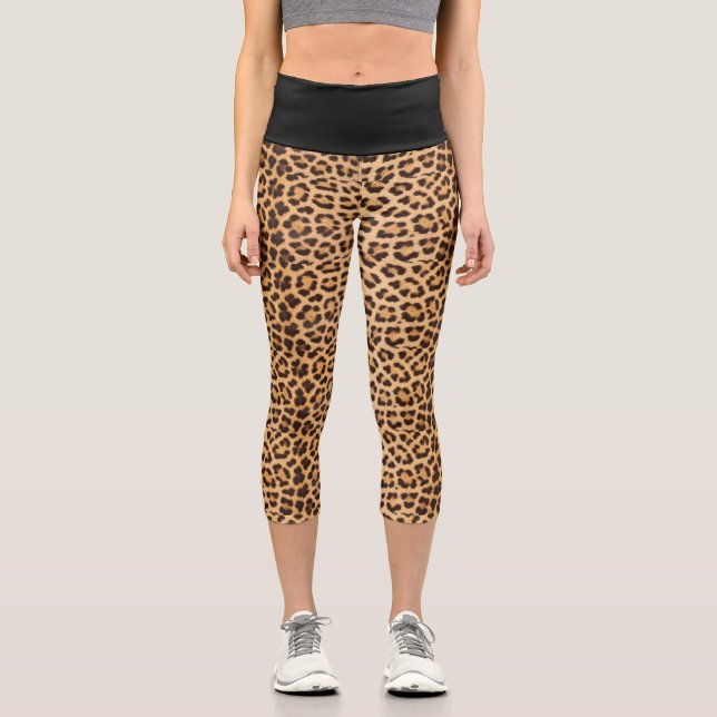 LEOPARD PRINT CAPRI YOGA PANTS LEGGINGS (Vorderseite)