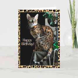 Leopard Print Cat-Themed Geburtstagskarte Karte