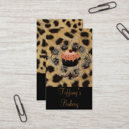 Leopard Print Catering Konditorei Koch Cupcake Bäc Visitenkarte