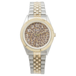 Leopard Print Chic Fügen Sie Ihren Namen Armbanduh Armbanduhr