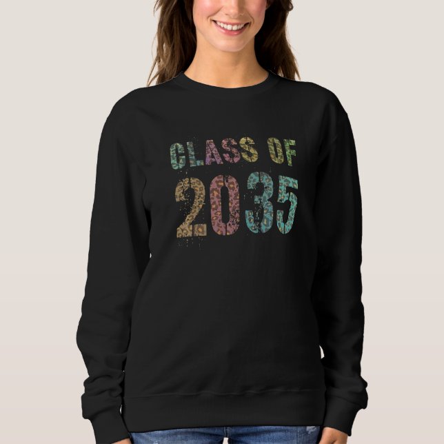 Leopard Print Class of 2035 Future Abschluss gut Sweatshirt (Vorderseite)