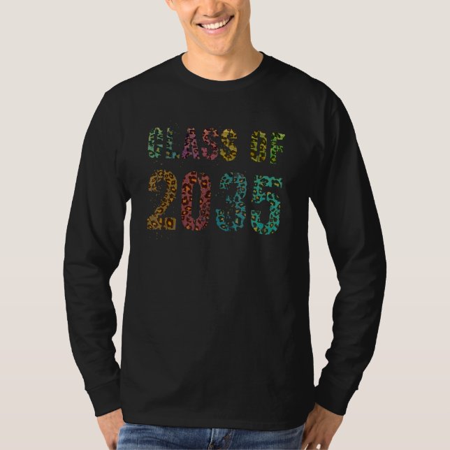 Leopard Print Class of 2035 Future Abschluss gut T-Shirt (Vorderseite)