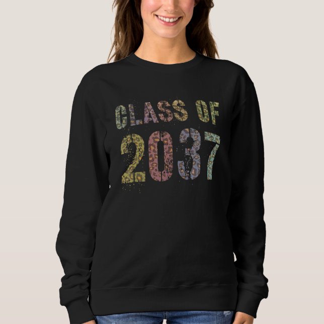 Leopard Print Class of 2037 Future Abschluss Gut Sweatshirt (Vorderseite)