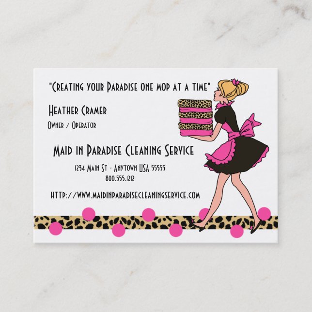 Leopard Print Cleaning Service Business Cards Visitenkarte (Vorderseite)