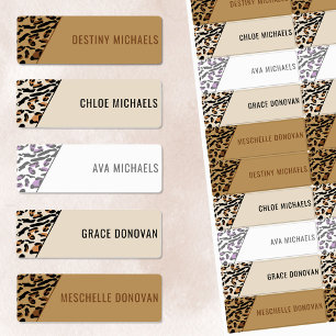 Leopard Print Color Coded Kids Waterproof Name Etiketten