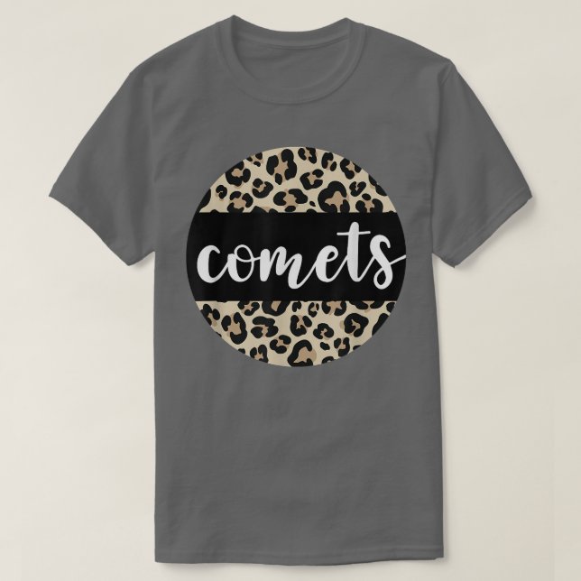 Leopard Print Comets Team Mascot School Spirit Gam T-Shirt (Design vorne)