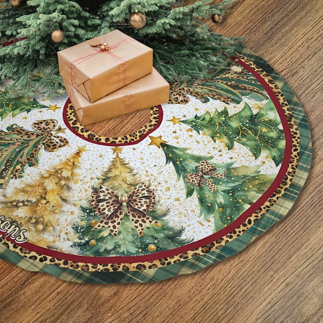 leopard print coquette bows christmas trees custom polyester weihnachtsbaumdecke (Von Creator hochgeladen)