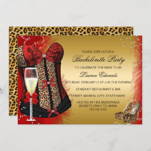 Leopard Print Corset Junggeselinnen-Abschied laden Einladung
