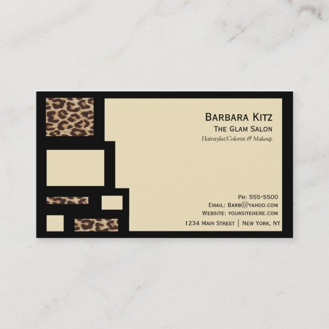 Leopard Print Creme Color Block Business Cards Visitenkarte (Vorderseite)