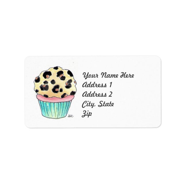 Leopard Print Cupcake Address Label Adressaufkleber (Vorne)