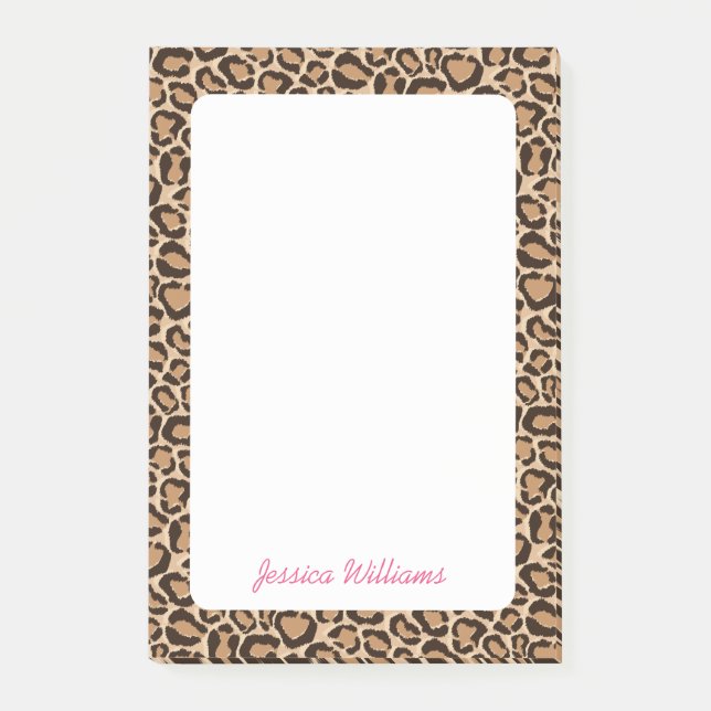 Leopard Print Custom Monogram Post-it Klebezettel (Vorderseite)