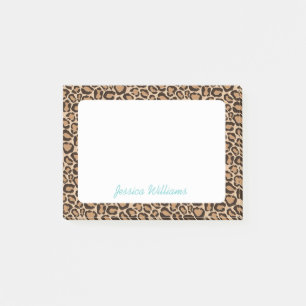 Leopard Print Custom Monogram Post-it Klebezettel