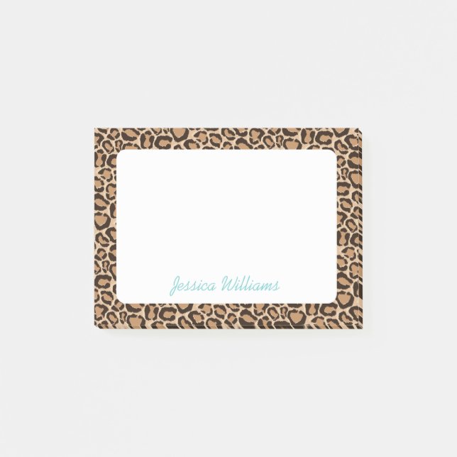 Leopard Print Custom Monogram Post-it Klebezettel (Vorderseite)