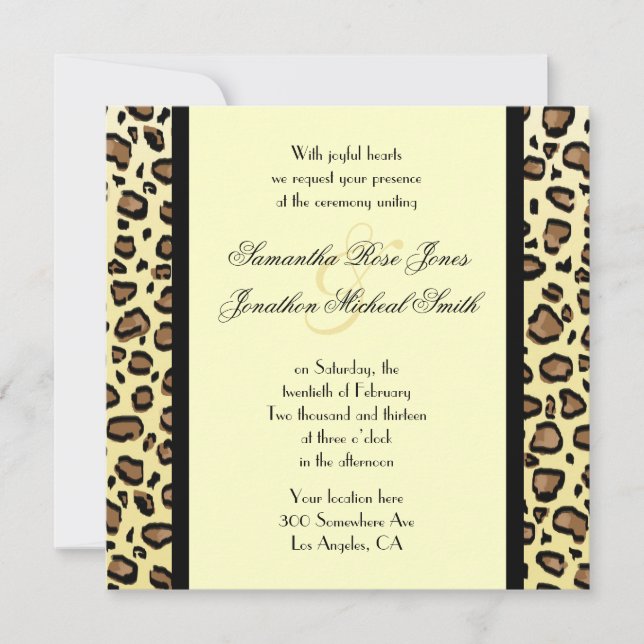 Leopard Print Custom Wedding Einladung (Vorderseite)