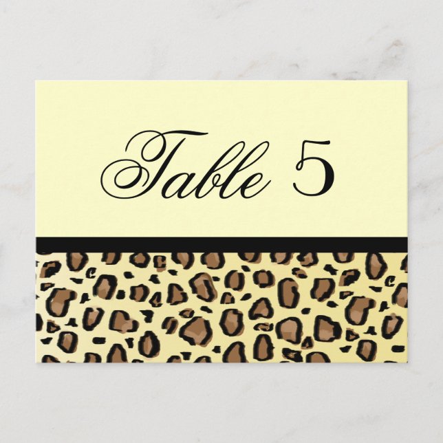 Leopard Print Custom Wedding Tischnummer (Vorderseite)