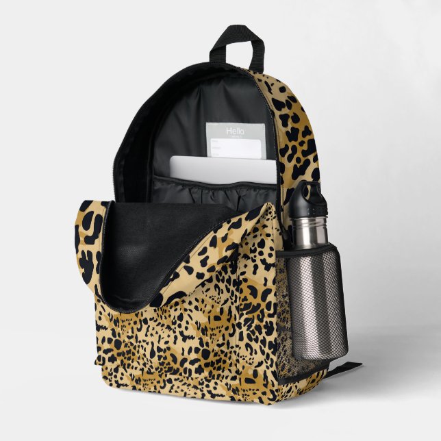 Leopard Print Cut Sew BagPack Bedruckter Rucksack (Rückseitige Ecke links (Offen) )