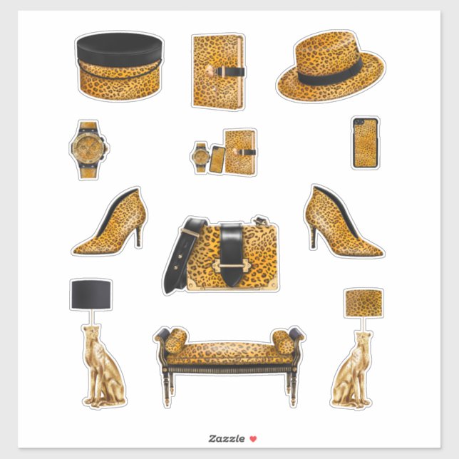 Leopard Print Decals High Fashion Women Planner Aufkleber (Blatt)