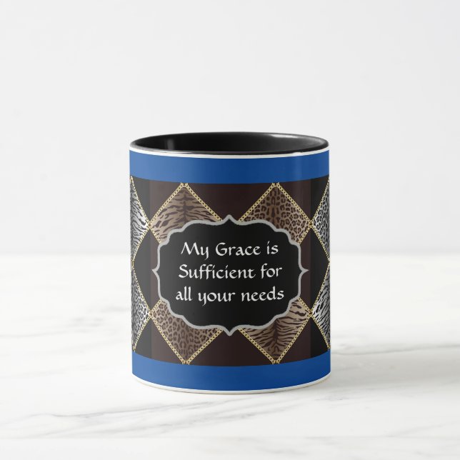 Leopard Print Diamond Design Zwei-Tone-Tasse Tasse (Zentrum)