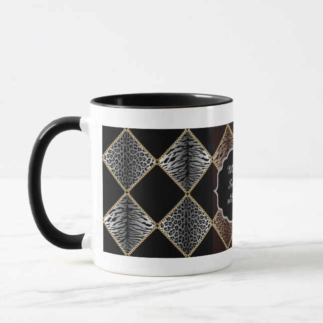 Leopard Print Diamond Design Zwei-Tone-Tasse Tasse (Links)