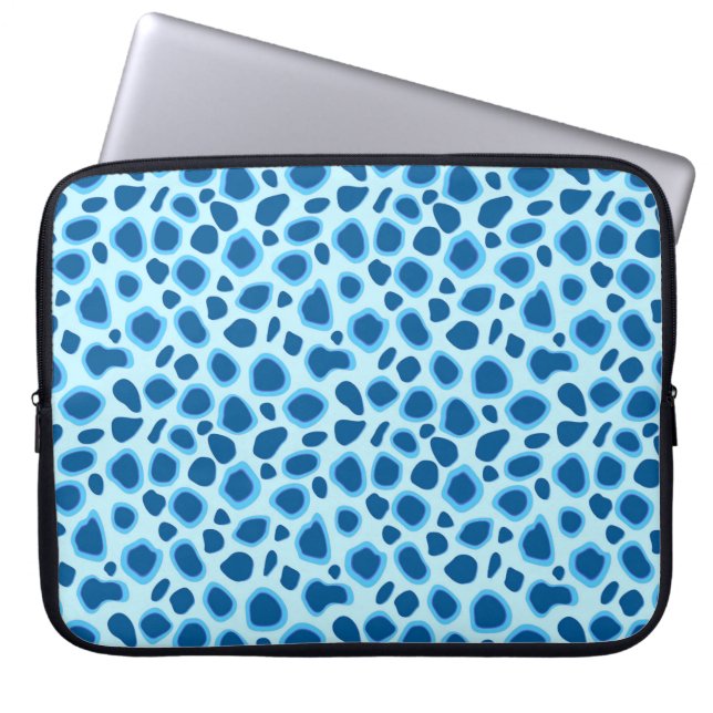 Leopard Print - Dunkles Kobalt und Himmelblau Laptopschutzhülle (Vorderseite)