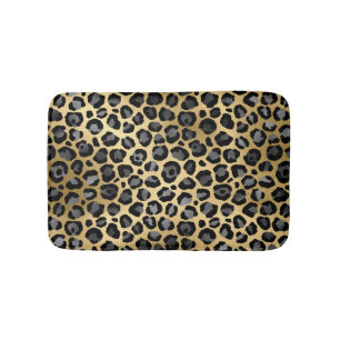 Leopard Print elegant grau , schwarz & goldfarben Badematte