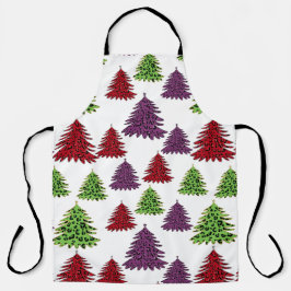 Leopard Print farbenfrohe Weihnachtsbaumen Schürze
