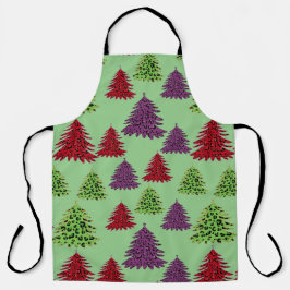 Leopard Print farbenfrohe Weihnachtsbaumen Schürze