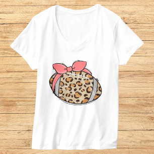 Leopard Print Football mit Pink Bow Illustration T-Shirt