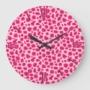 Leopard Print - Fuchsia und hellrosa Große Wanduhr