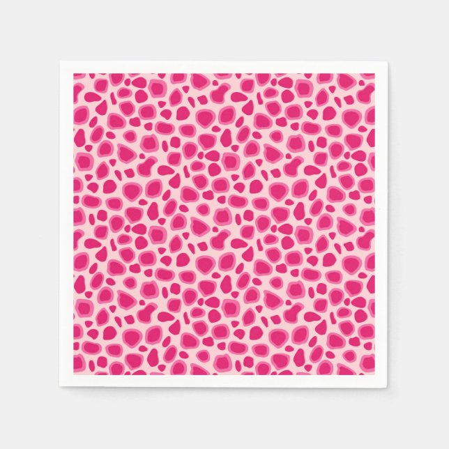 Leopard Print - Fuchsia und hellrosa Serviette (Vorderseite)