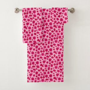 Leopard Print, Fuchsia und Light Pink Badhandtuch Set