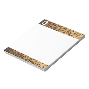 Leopard Print G Monogramm Initialen Notizblock