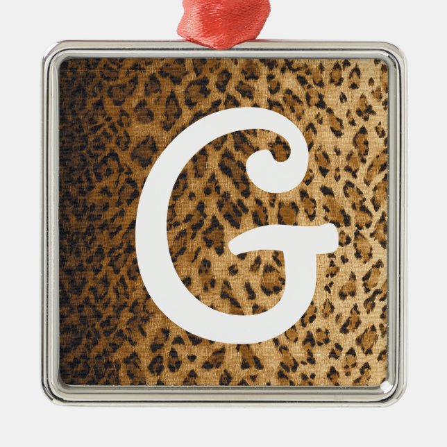 Leopard Print G Monogramm Initialen Ornament Aus Metall (Vorne)