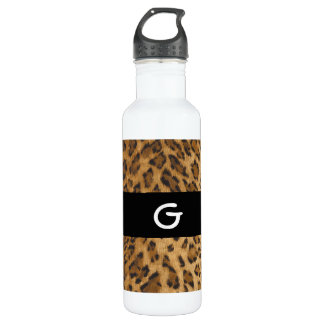 Leopard Print G Monogramm-Initialen Trinkflasche