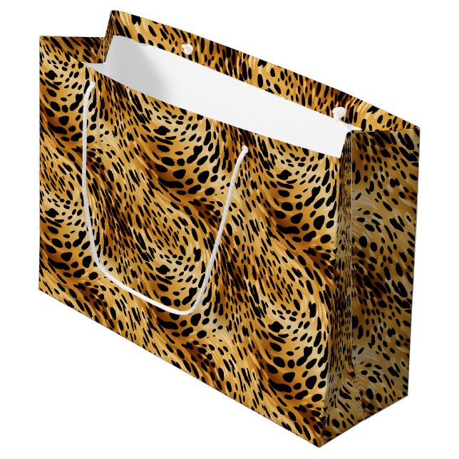 Leopard Print Gift Bag Große Geschenktüte (Vorderseite Schrägansicht)