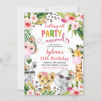 Leopard Print Girl Safari Tiere Geburtstagsparty Einladung