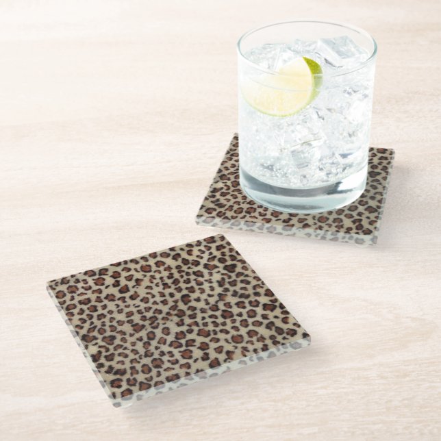 Leopard Print Glasuntersetzer (Schrägansicht)