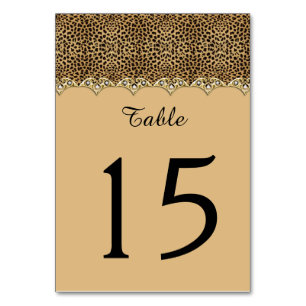 Leopard Print Gold and Diamonds Table Cards Tischnummer